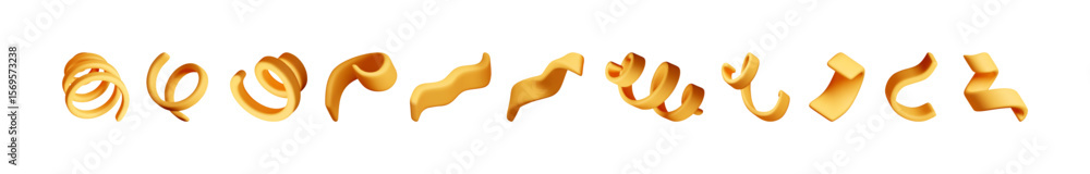 Fototapete various 3d golden orange abstract shapes a collection of curvy objects. rendered liquid element for 