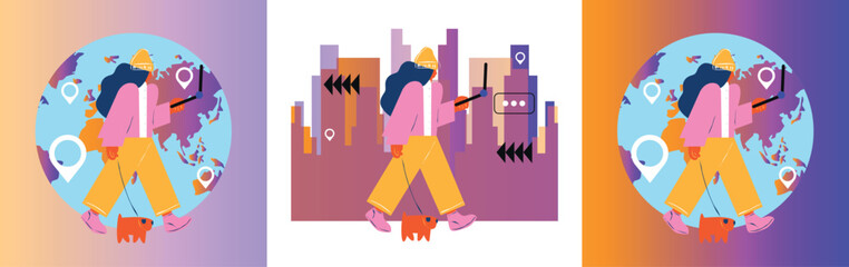Smartphone with male and female profiles. Friends chatting. New generation. The concept of social networks, virtual relationships. Friends chatting and texting. Vector illustration.	
