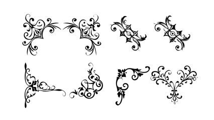 Decorative flourish vector elements for design and ornate corner embellishments