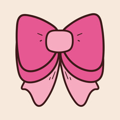 cute hand drawing cartoon pink bow or ribbon. cute icon drawing for sticker