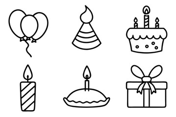 Birthday Doodles Collection Hand-Drawn Line Art Icons