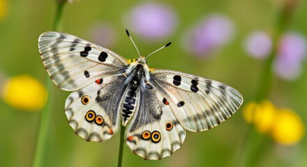 Obraz premium The Apollo Butterfly Papilionidae Family Rare Insect Wildlife Close Up