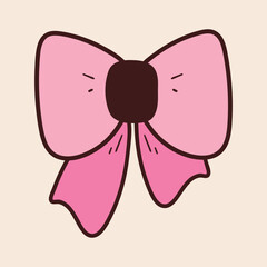 cute hand drawing cartoon pink bow or ribbon. cute icon drawing for sticker