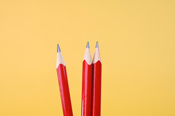 Closeup view of red pencils.