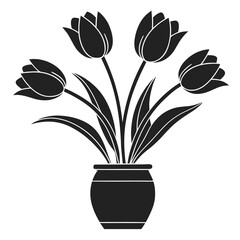 Minimalist Tulip Flower Silhouette Vector for Botanical or Spring Design