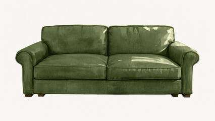 Haven Tones Living room sofa green isolated watercolor vector illustration svg