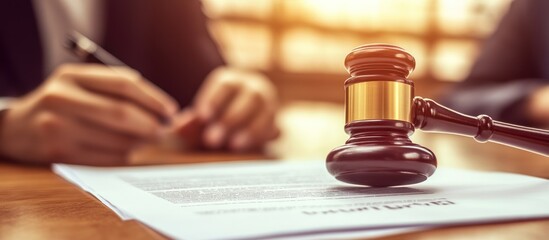 Legal Documentation and Governance: Gavel Resting on Contract for Agreement