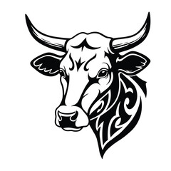 cow head face art silhouette illustration logo design template