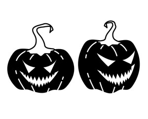 Halloween pumpkin flat element. Happy Halloween vector  illustration in black color, icon set.
