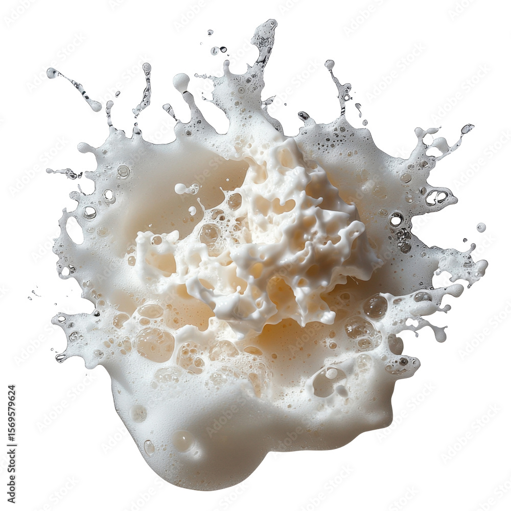 Poster whipped cream splash with milk droplets creating a dynamic creamy abstract background image transpar