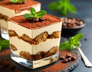 Layered Tiramisu Dessert in Glass Dish