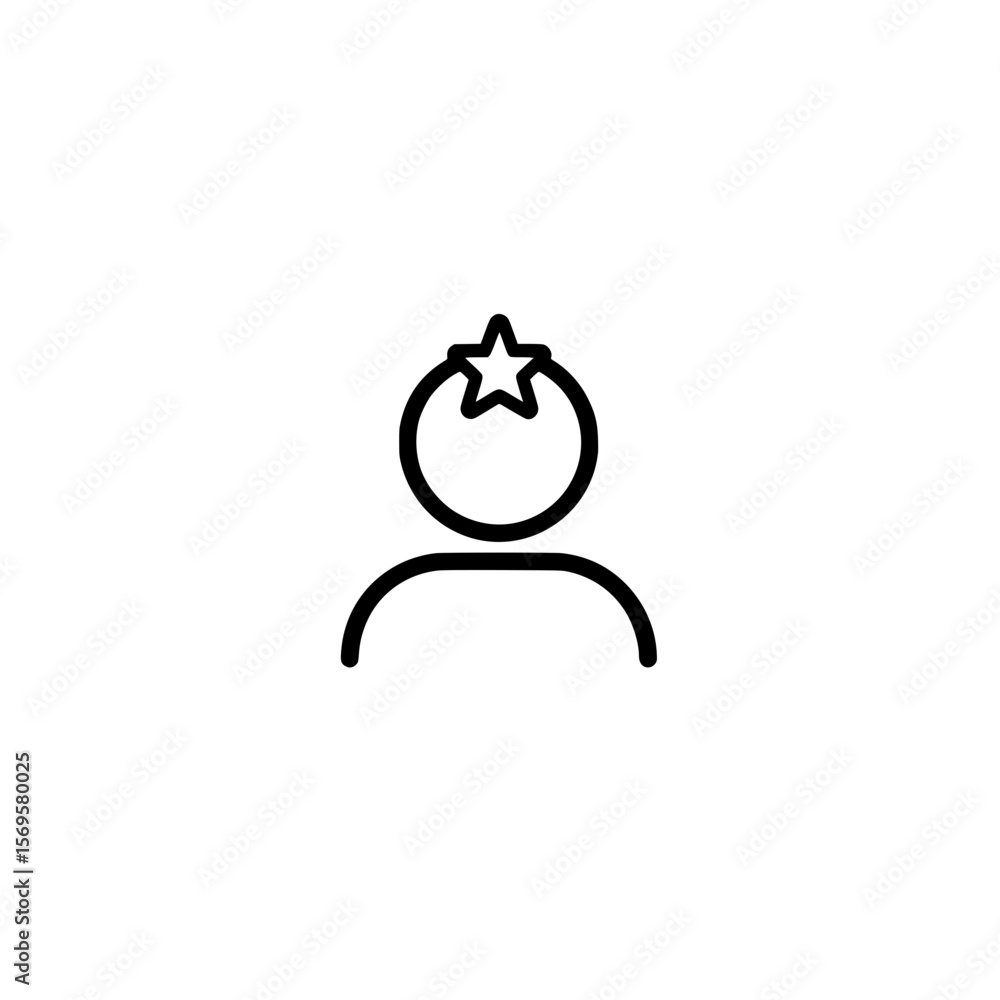 Poster silhouette of user avatar with star for highlighted member vip status or personal recognition