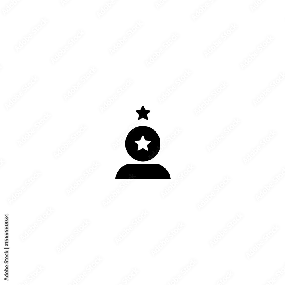 Poster vector icon of user profile with star symbol representing top user rating or featured account