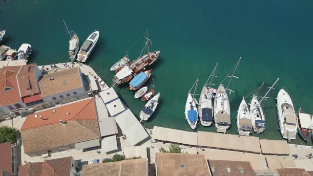 Aerial Footage of Fiskardo Village in Kefalonia, Greece