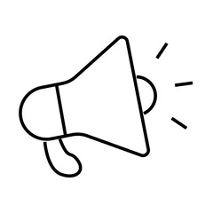 Outline icon of megaphone for digital marketing, SEO, or online promotion. Suitable for web campaigns. Editable stroke, linear style. vector illustration
