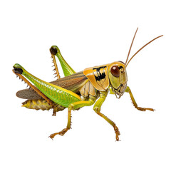 Fototapeta premium Vibrant Green Grasshopper with Detailed Features on Isolated Background Captured in Natural Habitat transparent background
