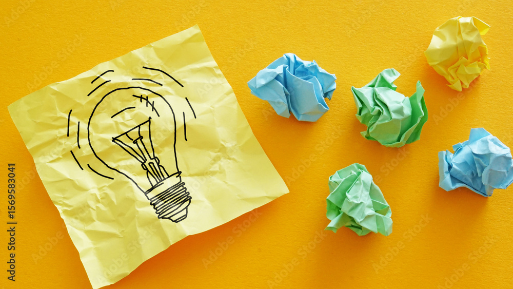 Poster Got an idea. Creative imagination. Motivational Skills and leadership concept. Business creativity new idea shown by paper with different color than others
