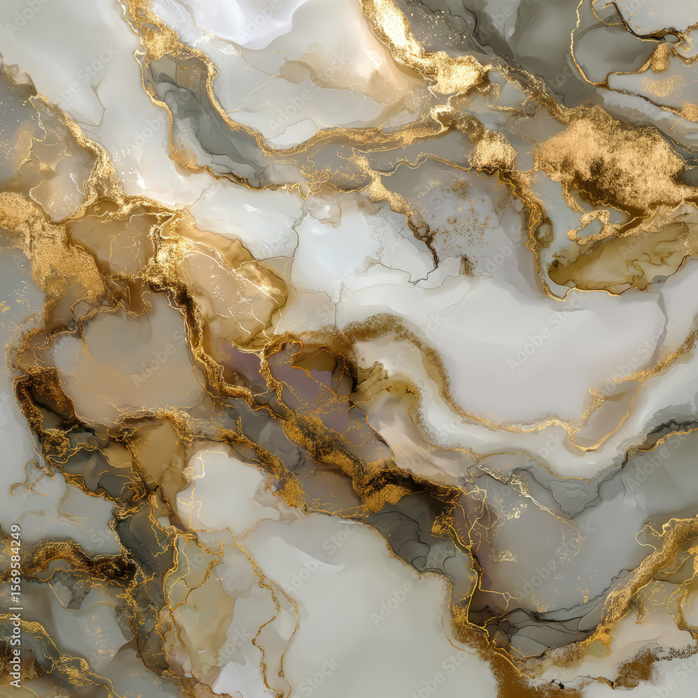 Poster elegant abstract marble veining pattern with gold accents in a seamless design for textures and back