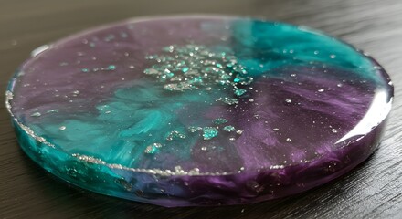 Stunning Teal and Purple Resin Coasters Handmade Art for Home Decor