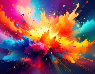 Abstract Colorful Paint Explosion