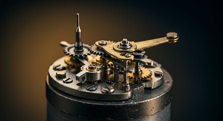 Intricate Clockwork Mechanism Close-up of Antique Watch Gears and Components