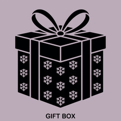Black Gift Box Silhouette. Elegant Gift Box Vector Icons – Wrapped Present Clipart with Ribbons for Holidays and Celebrations. Gift Box, Silhouette, Vector Icons, Clipart, Ribbons, Hearts, Celebration
