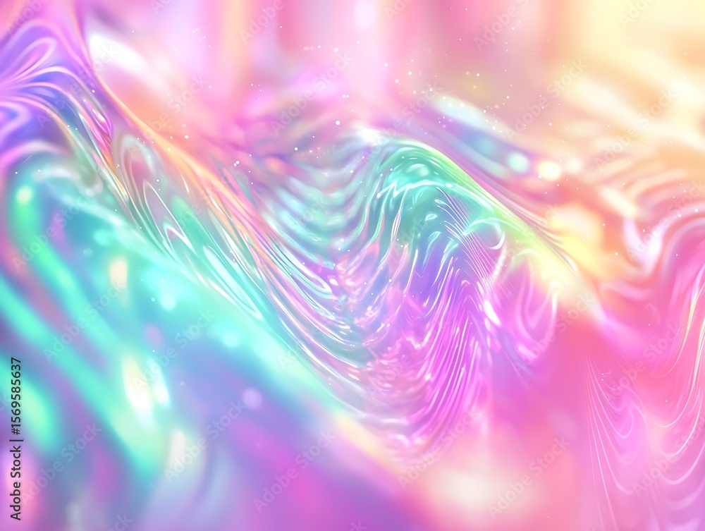 Poster abstract swirling patterns in soft pastels with gleaming highlights and dreamlike vibes for creative