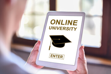 Online university concept on a tablet