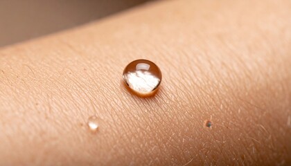 Close Up Of Water Droplet On Human Skin