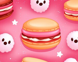 haunted kawaii treats floating dessert planet orbiting stars made of cotton candy ghosts, galactic lighting with dreamy composition, highly rendered finish