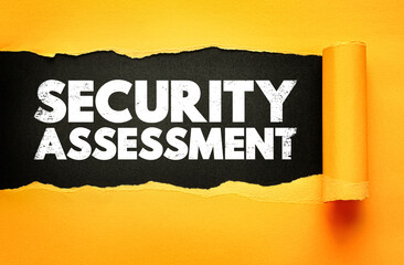 Security Assessment text revealed behind torn yellow paper. Conceptual image representing risk...