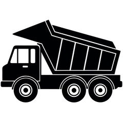 Black silhouette of a dump truck filled with material