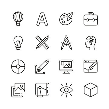 Graphic Web Design Line Icons Stock Vector