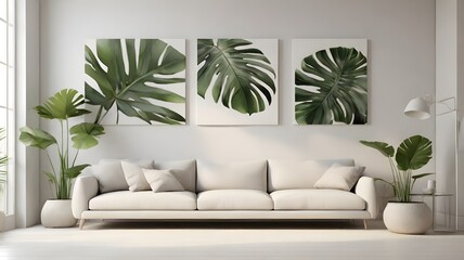 Comfortable modern living room with contemporary sofa, minimalist interior design for your home