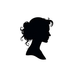  black and white silhouette vector icon of a romantic cameo design with vintage charm on a white background.