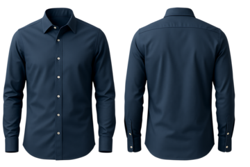 Classic blue formal shirt isolated on transparent background