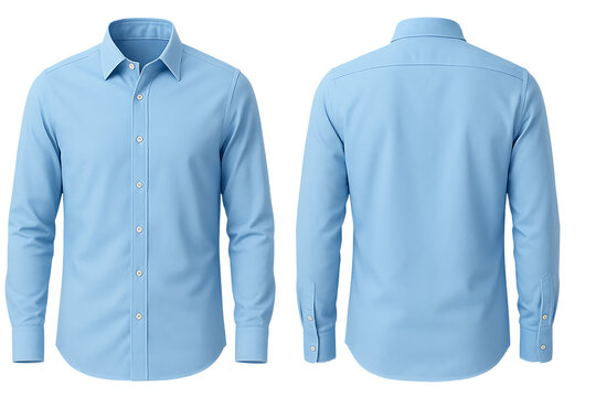 Classic light blue formal shirt isolated on transparent background