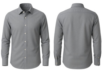 Classic grey formal shirt isolated on transparent background