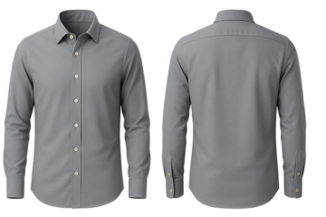 Classic grey formal shirt isolated on transparent background