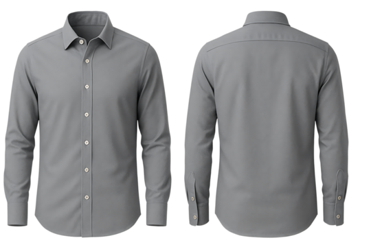 Classic grey formal shirt isolated on transparent background