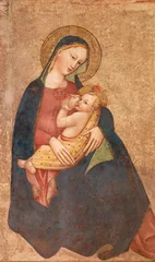Fototapete Rund Pistoia - The medieval fresco of Madonna of humility in the church chiesa di San Bartolomeo from 14. cent. © Renáta Sedmáková