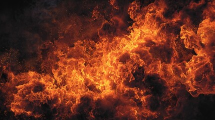 Obraz premium Inferno Firestorm: Fiery Abstract Blaze Texture, Burning Embers and Smoke Background â€” Digital Art