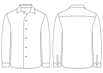 Men long sleeves formal shirt technical flat vector illustration templet design	