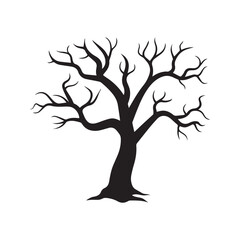 Fototapeta premium Bare Tree Silhouette Icon Leafless Branches Vector Illustration