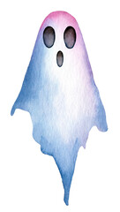 Creative watercolored ghost illustration with a soft gradient effect showcasing a playful design