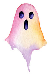 Colorful ghost illustration with a pastel gradient effect designed for Halloween decorations or spooky themes