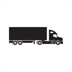 Truck Trailer Silhouette Icon Cargo Transport Vehicle Vector