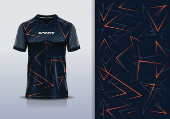 Sport jersey design template mockup sharp line for football soccer, running, esports, gray orange color	