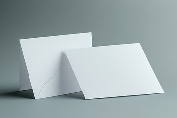 Two Blank White Square Cards on Gray Backdrop with Shadow Effects and Clean Lines