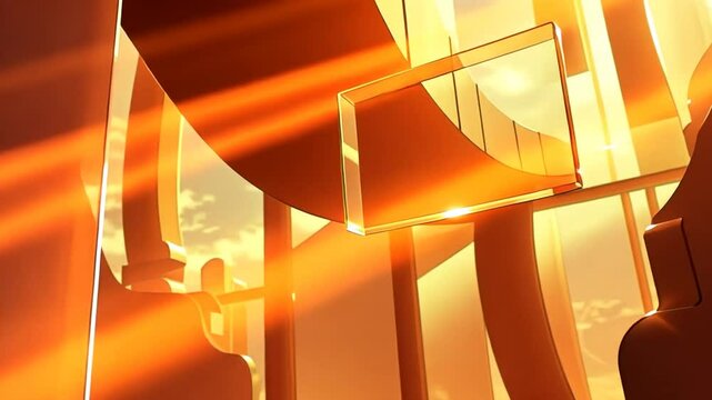 Golden Hour Abstract Architecture Sun Rays Through Modern Glass Building Design